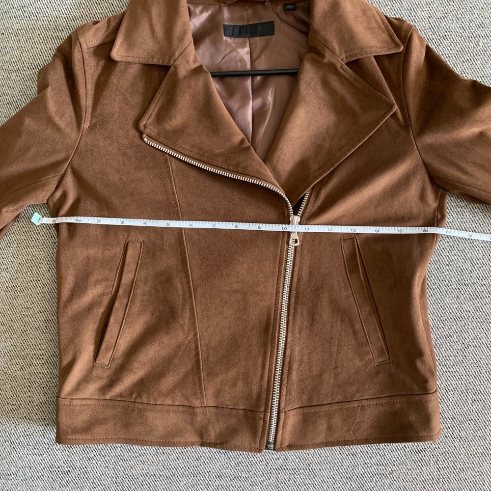 Uniqlo Women Faux Suede Moto Jacket 189743, Brown, Size S - Picture 5 of 6
